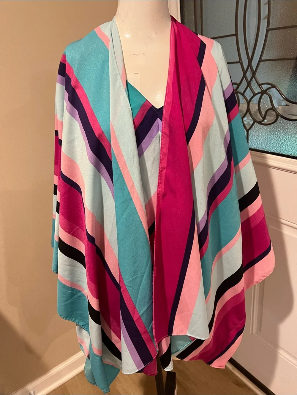 Lane Bryant two piece set Teal, Purple and Pink Colorblock tank with jacket